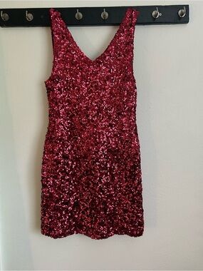Love Red Sequin V-Neck Mini Dress